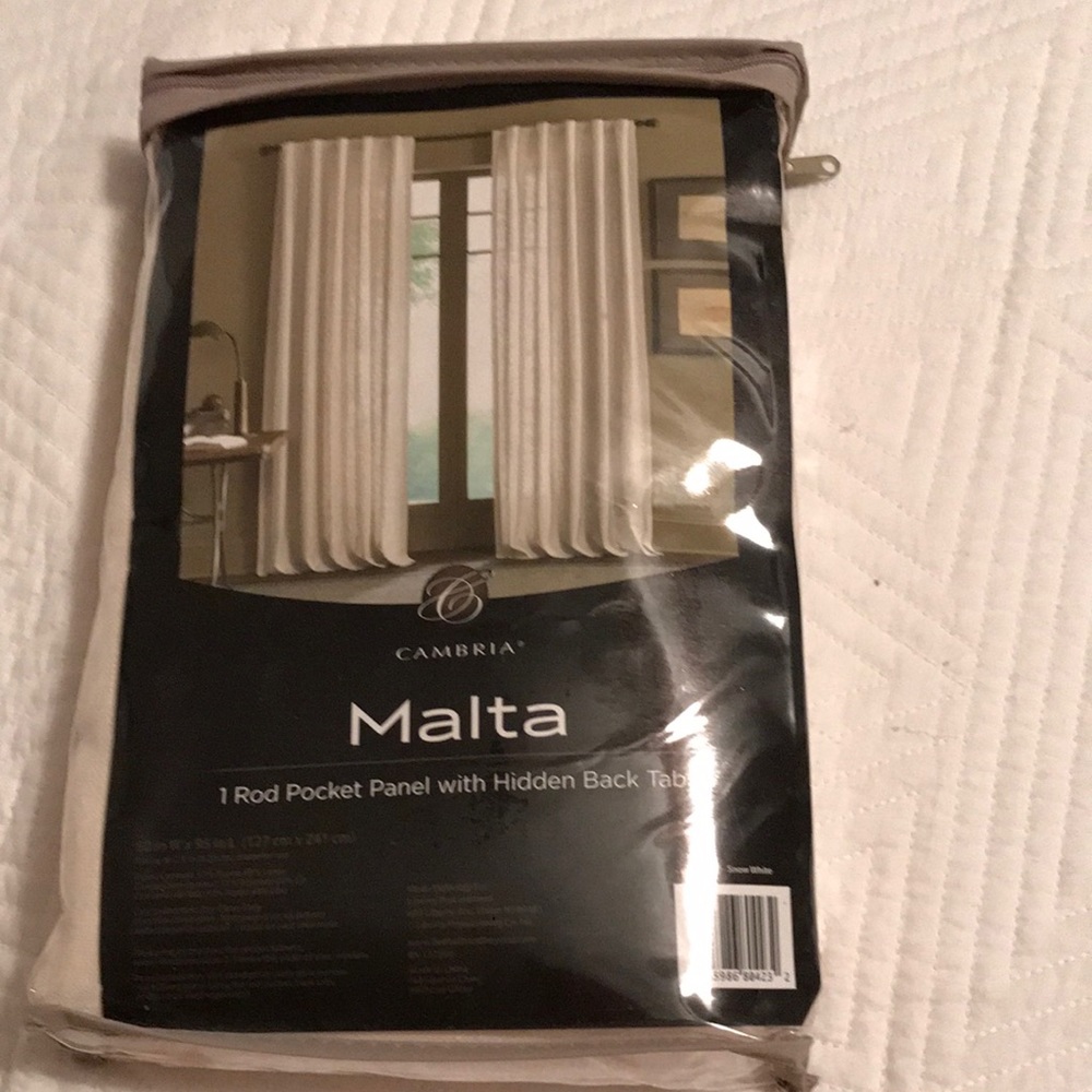 ONE (four available) 95" Cambria Malta Cream Woven Curtain NWT